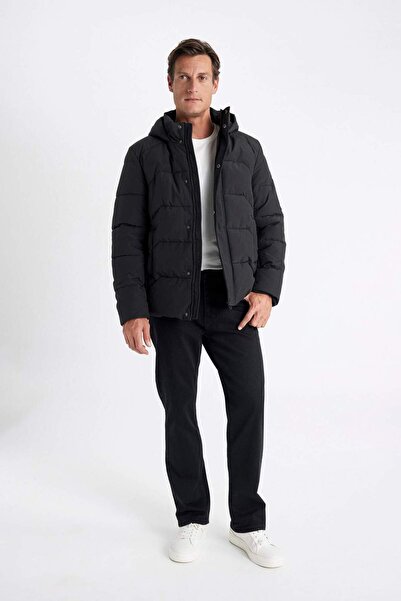 DeFacto Αδιάβροχο παλτό με κουκούλα Slim Fit Slim Fit με φερμουάρ και τσέπη C8486AX24WN