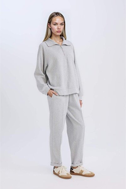 DeFacto Χειμερινό παντελόνι κανονικής εφαρμογής ελαστικό στη μέση Basic ίσιο κορδόνι τσέπες στο πόδι διπλωμένο μακρύ μήκος