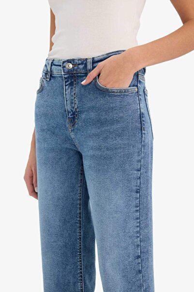 DeFacto Comfort Straight Normal Waist Ankle Length Jean Washed Pants F9726Ax25Wn