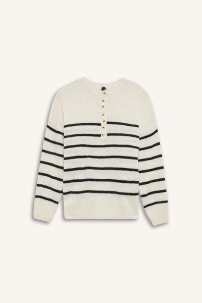 DeFacto Πλεκτό πουλόβερ με κουμπιά Relax Fit D4913axns