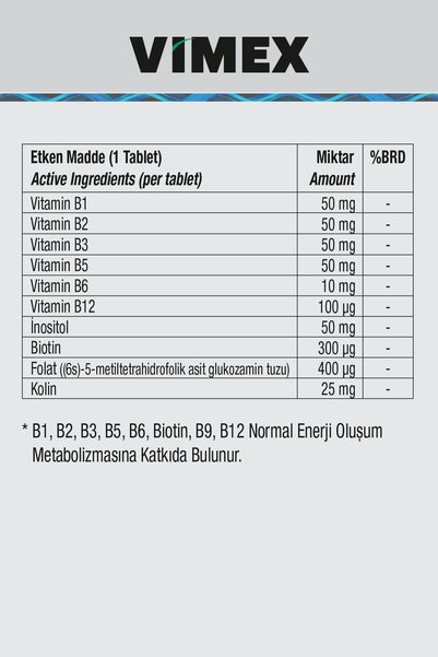 Vimex B-Complex 30 Tablets
