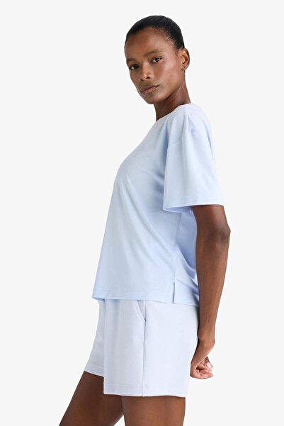 DeFacto Tricou cu mânecă scurtă modal cu decolteu larg și oversize DeFactoFit E2932AX25SM