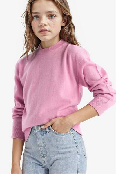 DeFacto Girls' Standard Fit Crew Neck Knitwear Sweater C6902A825Au