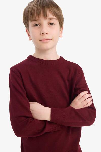 DeFacto Crew Neck Knitwear Claret Red Boys' Sweater A4992A8/Br194