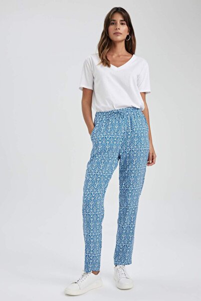 DeFacto High Waist Viscose Harem Pants - Pattern and Pocket I3709Az24Sm