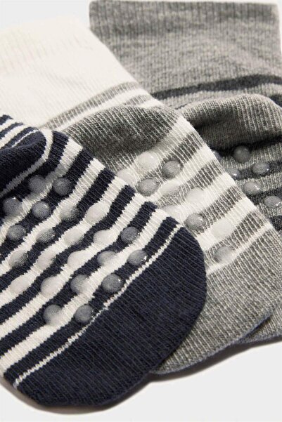 DeFacto Момчешки дълги памучни чорапи с неплъзгаща се подметка, 3 чифта F6707A5NS