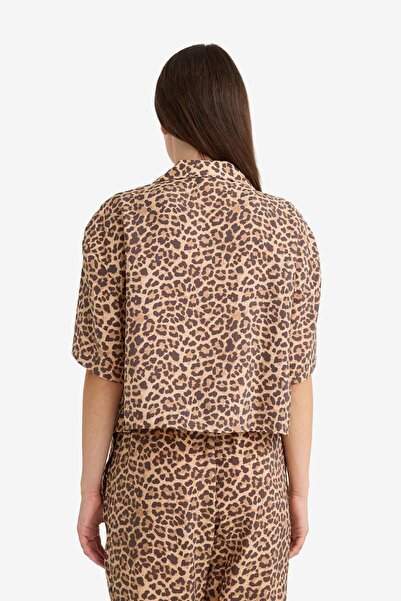 DeFacto Κοντομάνικο πουκάμισο Loose Fit Leopard Print Modal F0879AX25SM