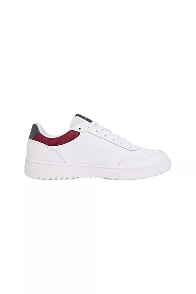 Tommy Hilfiger Pánské barevné kožené basketbalové tenisky s panelováním – bílé