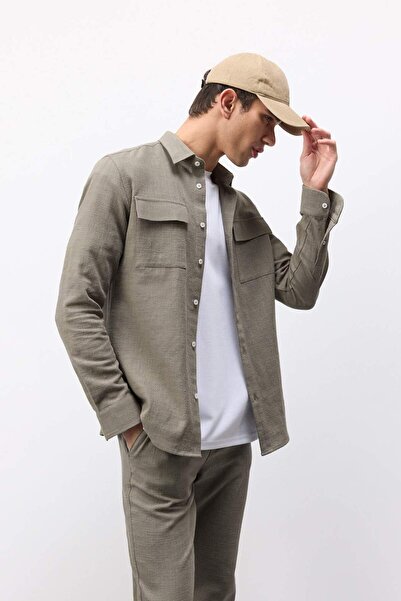 DeFacto Βαμβακερό μακρυμάνικο πουκάμισο με κανονική εφαρμογή D6149AX25SP