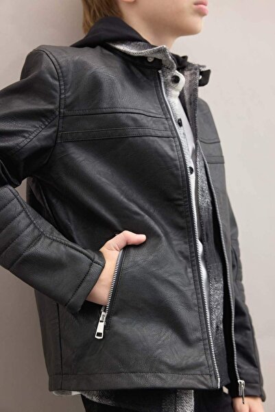 DeFacto Chlapecká vodoodpudivá bunda z umělé kůže C4320A824AU