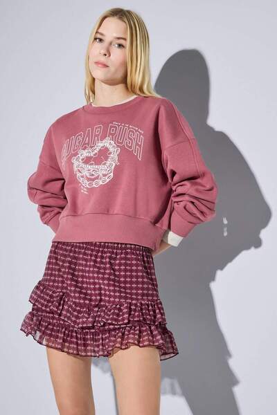 DeFacto Coool Crew Neck Printed Sweatshirt G3197Ax25Wn