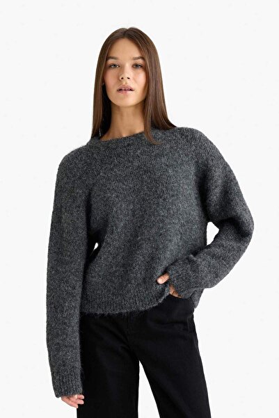 DeFacto Wool Blend Crew Neck Oversized Fit Knitwear Sweater F3254Ax25Wn