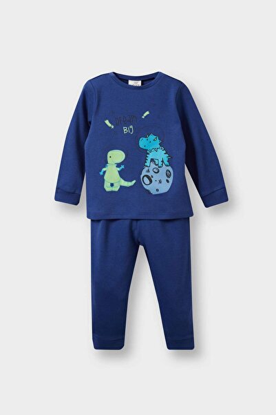 DeFacto Erkek Bebek Pijama Takımı Dinozor Baskılı Uzun Kollu Üst Uzun Alt F0530A525AU
