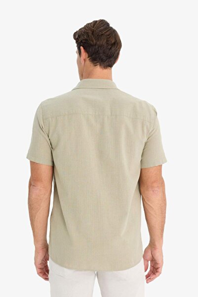 DeFacto Πουκάμισο με κανονική εφαρμογή Polo Neck Basic μονόχρωμο κοντομάνικο πουκάμισο D7551AX25SP