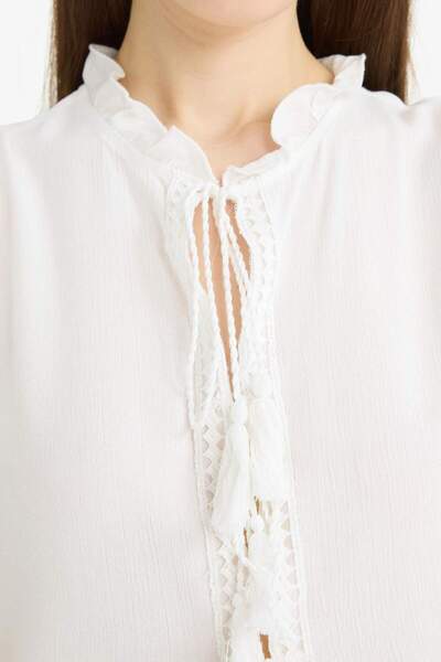 DeFacto Αμάνικη μπλούζα με κανονική εφαρμογή Crew λαιμόκοψη μπροστά Crinkle Viscose F0093AX25SM