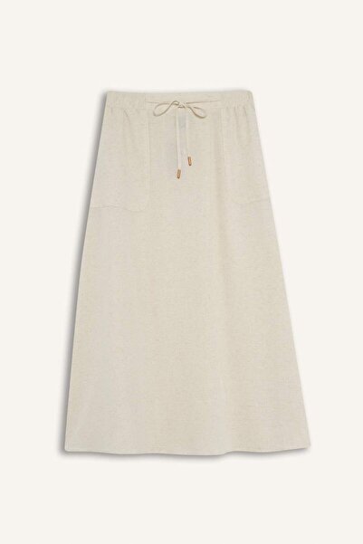 DeFacto Спідниця середньої довжини з кишенями та регульованою талією з суміші льону F0992AX25HS