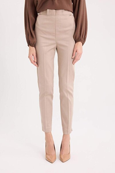 DeFacto Sigaret Saten Pantolon Lacivert Normal Bel Basic Düz Beli Lastikli Düz Paça J8743AZ23WN