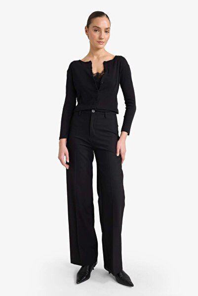 DeFacto εφαρμοστό Μπλουζάκι με μακρυμάνικο μπλουζάκι με λαιμόκοψη με ραβδώσεις G6337AX25WN