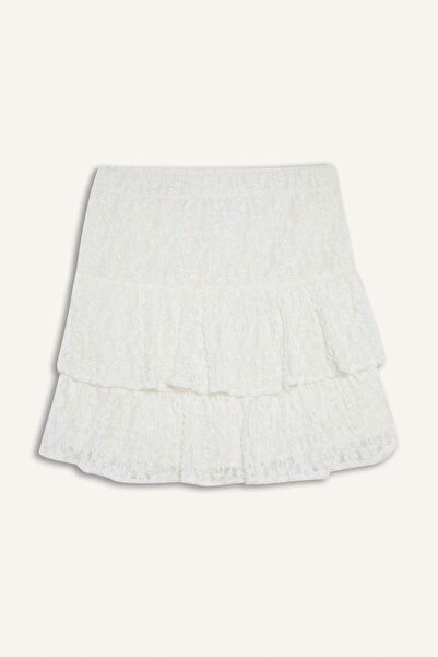 DeFacto Μίνι φούστα με δαντέλα με χτενισμένη βαμβακερή φόδρα σε γραμμή Α κανονική μέση F2012AX25SM