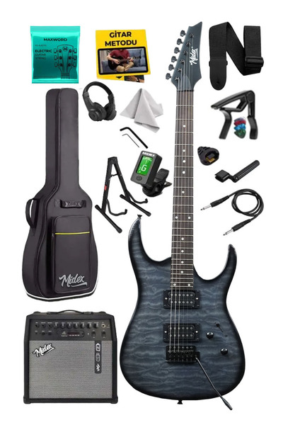 Midex Crade-50AMP Grey Rosewood Super Strat Kasa HH Yüksek Kaliteli 50W Amfil...