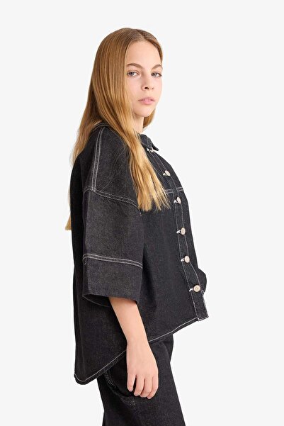 DeFacto Jachetă din denim cu nasturi pentru fete G3489A825AU