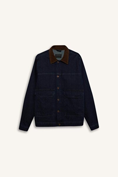 DeFacto 100% pamut Slim Fit karcsúsított szabású kontrasztos galléros szezonális tavaszi farmerdzseki E5490AX25SP