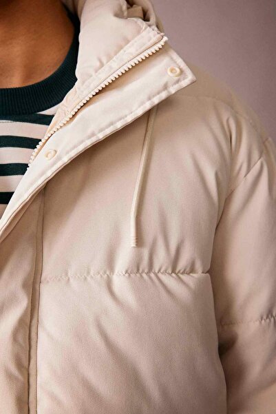 DeFacto Slim Fit Slim-Fit Lined Hooded Zipper Double Pocket Winter Puffer Coat A3489Ax24Wn