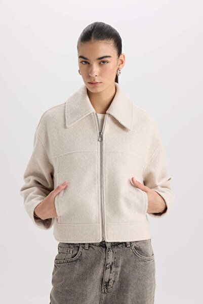 DeFacto Водонепроникна куртка з регулярним кроєм, поло-комірцем, блискавкою та кишенями C0935AX25SP