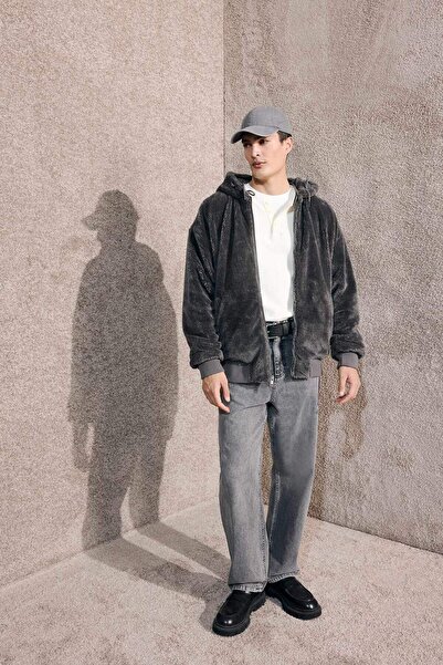 DeFacto Water Repellent O Oversized Fit Wide Fit K Hooded Double-Sided Zippered Pocket Jacket F5721Ax25Wn