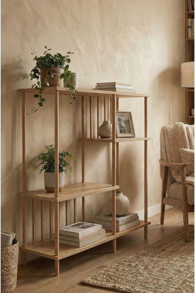 PEKA Konsol Dresuar Dekoratif Raflı Kahve Köşesi Ahşap Ayaklı Modern Çok Amaçlı Raf