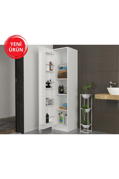 Dekorister Odeon 1 Kapaklı Çok Amaçlı Mutfak Kiler Banyo Dolabı Beyaz