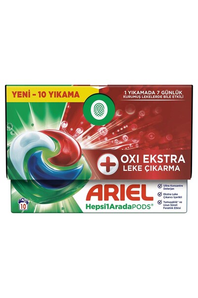 Ariel Hepsi1Arada PODS® Oxi Extra Leke Çıkarma Kapsül Çamaşır Deterjanı Beyazlar ve Renkliler 10 Yıkama