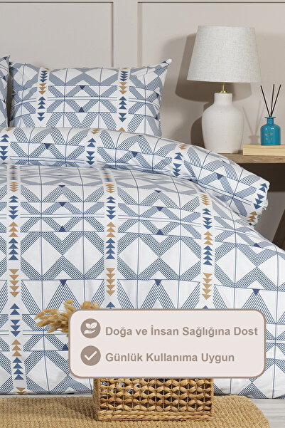 Elart Marcus Постільна білизна для двоспального ліжка 100% бавовна Ranforce Простирадло з гумкою (200x220 см) Синій