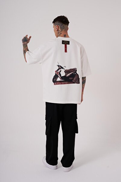 Machinist Ανδρικό μπλουζάκι Carpet Patch με τύπωμα oversized εκρού