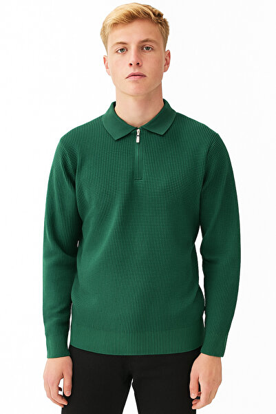 ribana Pulover pentru bărbați, cu mâneci lungi, cu fermoar, cu gât polo, din ...