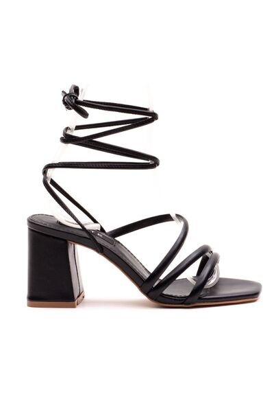 Gate Removable Drawstring Sandals or Slippers Use Genuine Leather Lining Women's Sandals - Black