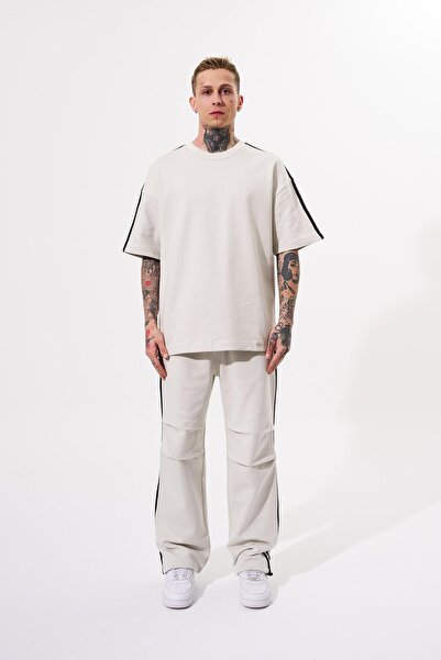 Machinist Ανδρικά μανίκια με ρίγες Basic oversized Σετ Space Grey