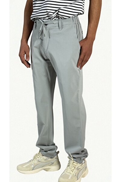 OneDay Men's Stretch Cotton Pants – Gray – Elastic Waist with Drawstring