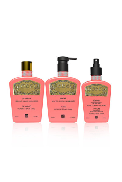 Bobel Vegan Saç Bakım Seti 10 Etkili Leave In Spray Bakım Sütü Saç Maskesi Şa...