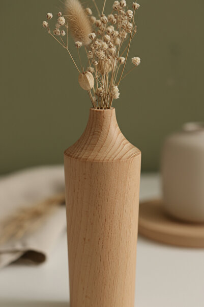 HAMUR Wooden 3-Piece Decorative Vase Set Modern Minimalist Rustic Living Room Office Home Decor Flower Holder Lignum