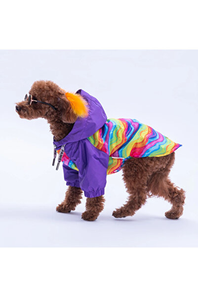 Pawstar Rio Rainbow Dog and Cat Fleece Raincoat Size L (4Kg-7Kg)