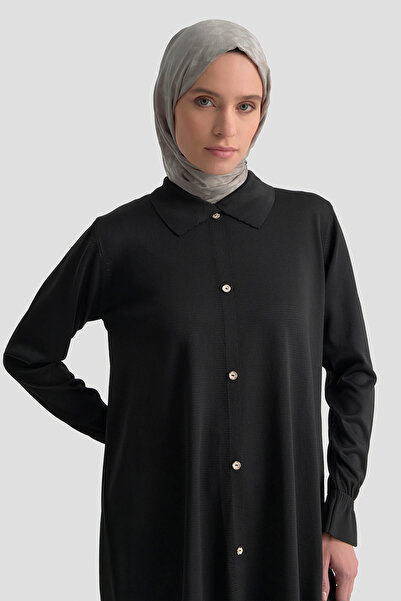 Armine Πλεκτό τούνικ με ελαστικό μανίκι στο γιακά πουκάμισου και κουμπιά