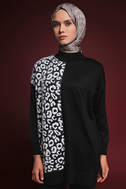 Armine Patterned Ribbed Steel Knitwear Tunic