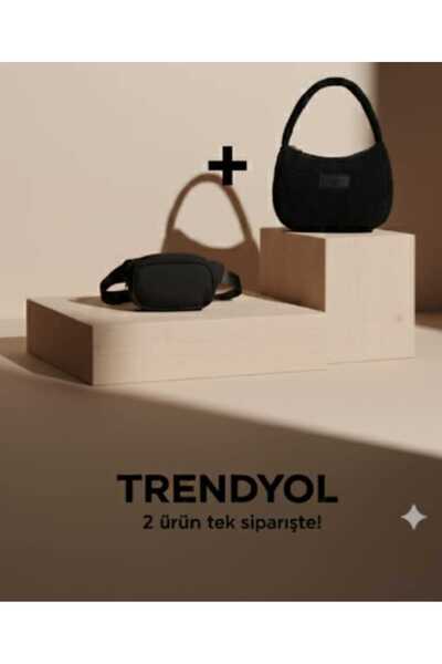 Sofia Women's Black Double Purpose Crossbag and Plush Strap Bag