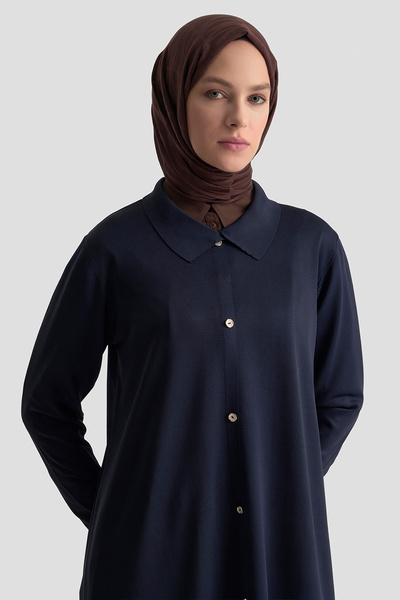 Armine Сорочка з коміром, рукавами на гумці та ґудзиками, трикотажна туніка