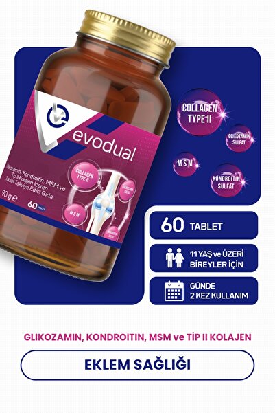 EVOPHARMA EVODUAL (Glikozamin, Kondroitin, MSM ve T İP II Kollajen İçeren Tab...