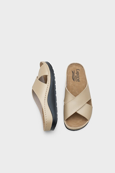 Capone Outfitters Ivory 107001   Women's Cross Band Comfort Anatomic Slippers