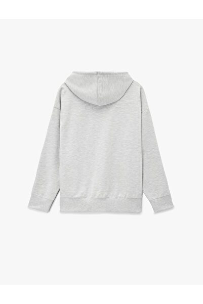 Koton Αθλητικό φούτερ με μακριά μανίκια και με κουκούλα τσέπες με φερμουάρ