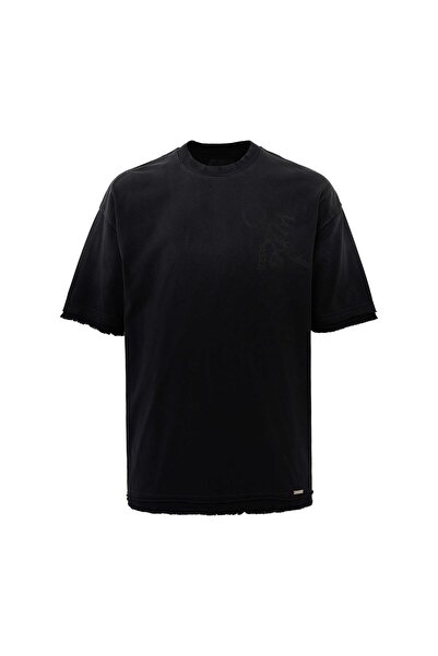 Machinist Ανδρικό μπλουζάκι με στάμπα με μπρελόκ, μαύρο oversize