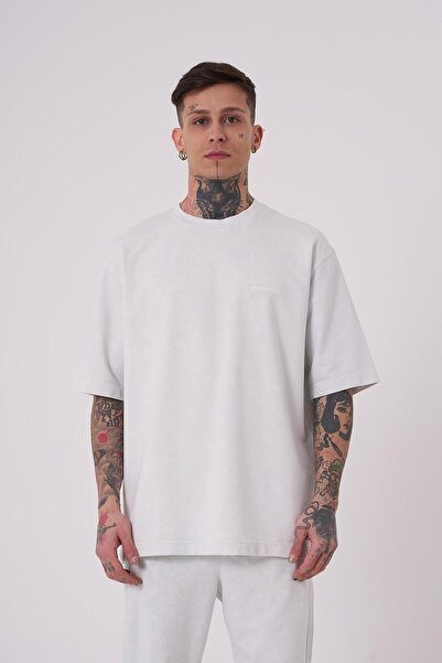 Machinist Ανδρικό μπλουζάκι Luxury Washed Basic Oversize Grey Spotted T-shirt